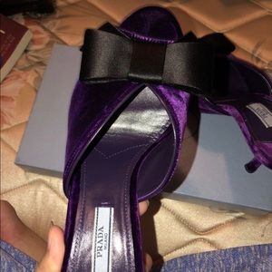 Purple Prada Embellished Velvet Mules